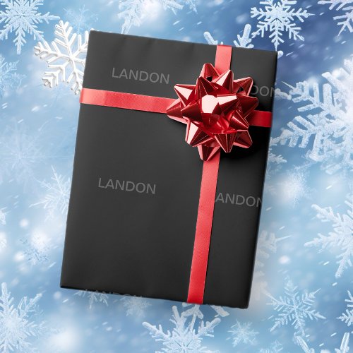 Modern Editable Text  Dark Grey  Black Wrapping Paper