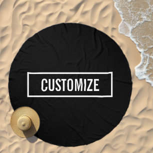 Modern Editable Text in White Logo Style Frame Beach Towel