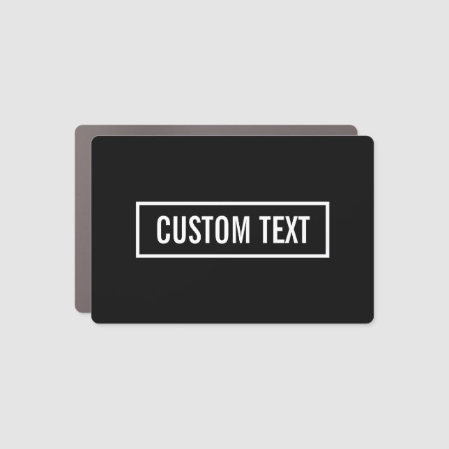 Modern Editable Text in White Logo Style Frame Car Magnet (Front)
