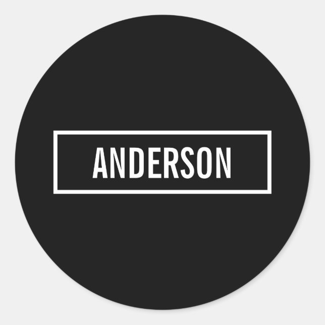 Modern Editable Text in White Logo Style Frame Classic Round Sticker (Front)