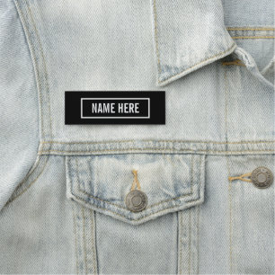 Modern Editable Text in White Logo Style Frame Name Tag