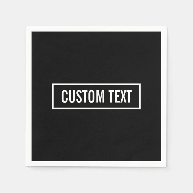 Modern Editable Text in White Logo Style Frame Napkins (Front)