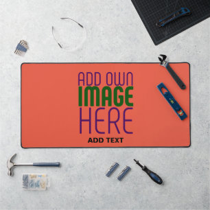 MODERN EDITABLE TOMATO RED IMAGE TEXT TEMPLATE DESK MAT