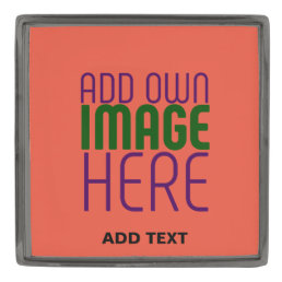 MODERN EDITABLE TOMATO RED IMAGE TEXT TEMPLATE GUNMETAL FINISH LAPEL PIN
