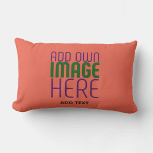 MODERN EDITABLE TOMATO RED IMAGE TEXT TEMPLATE LUMBAR PILLOW