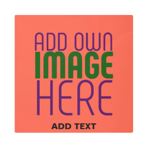 MODERN EDITABLE TOMATO RED IMAGE TEXT TEMPLATE METAL PRINT