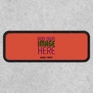 MODERN EDITABLE TOMATO RED IMAGE TEXT TEMPLATE PATCH