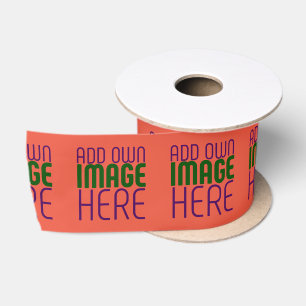 MODERN EDITABLE TOMATO RED IMAGE TEXT TEMPLATE SATIN RIBBON