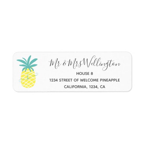 Modern editable tropical pineapple monogram script label