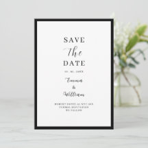 Modern Editorial Black & White Save the Date
