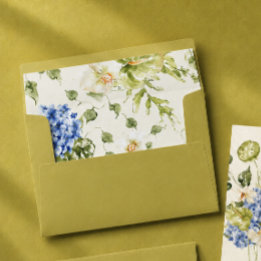 Modern Editorial Blue Hydrangea Orchid Anthurium Envelope Liner