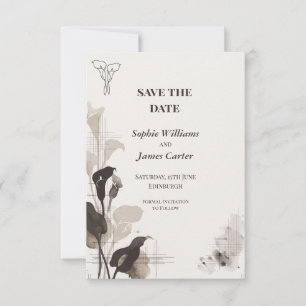 Modern Editorial Calla Lily Botanical Wedding Save The Date