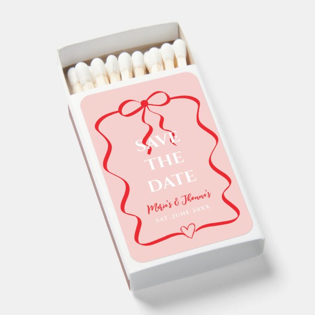 Modern Editorial classy Save the Date Matchboxes (Front Open)