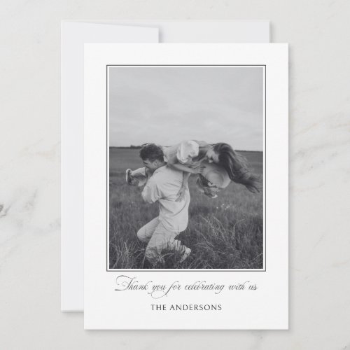 Modern Editorial Monochrome Black & White Wedding Thank You Card