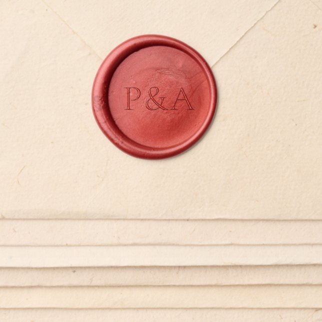 Modern Editorial Monogram Wedding Wax Seal Sticker (Front)
