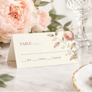Modern Editorial Peach Peony Meal Choice Wedding Place Card