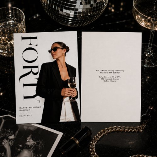 Modern Editorial Photo Pop Birthday Invitation
