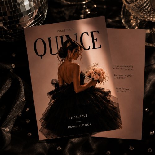 Modern Editorial Quinceañera Photo Invitation