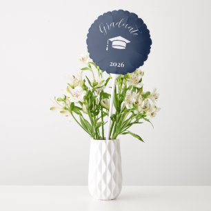 Modern Editorial Script Navy Photo graduation Balloon