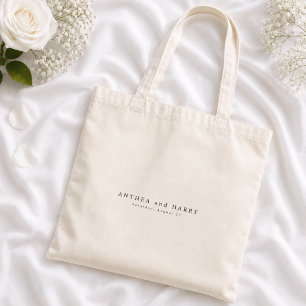 Modern Editorial Serif Wedding Welcome Favor Tote Bag