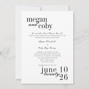 Modern Editorial Typography Elegant Wedding Invite