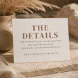 Modern Editorial Typography Wedding Details Letterpress Enclosure Card