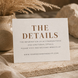 Modern Editorial Typography Wedding Details Letterpress Enclosure Card
