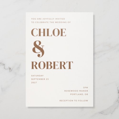 Modern Editorial Typography Wedding Letterpress Invitation