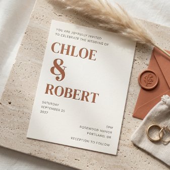 Modern Editorial Typography Wedding Letterpress Invitation