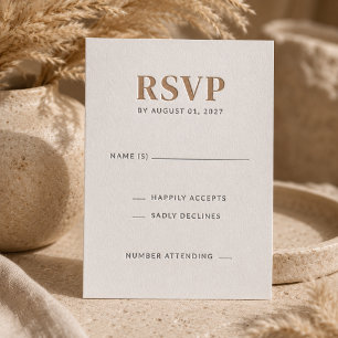 Modern Editorial Typography Wedding Letterpress RSVP Cards