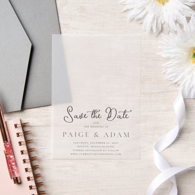 Modern Editorial Wedding Save the Date Vellum Invitations (Wedding)