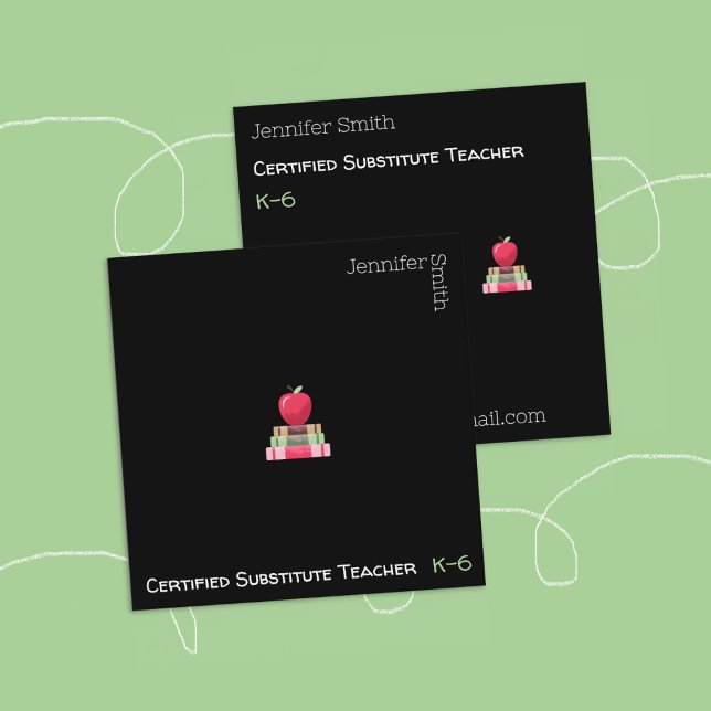 Modern Educator Black Business Card (Modern educator faux blackboard square business cards .)