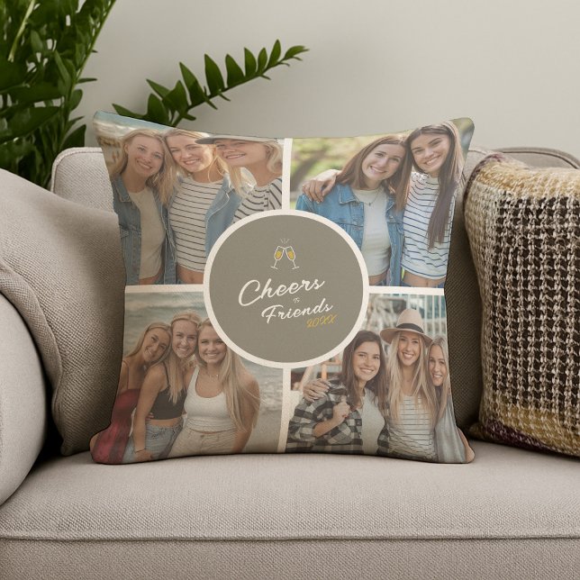 Modern Eelegant Custom Photo Collage Friendship Throw Pillow (Creator Uploaded)