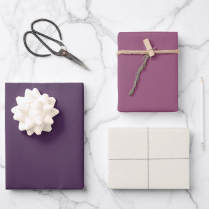 Modern Eggplant Purple Color block Wrapping Paper Sheets