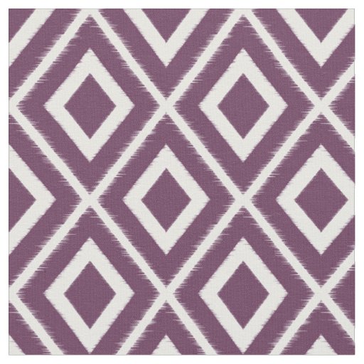 Modern Eggplant Purple Ikat Pattern Fabric