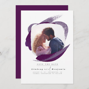 Modern Eggplant Purple Save The Date Photo