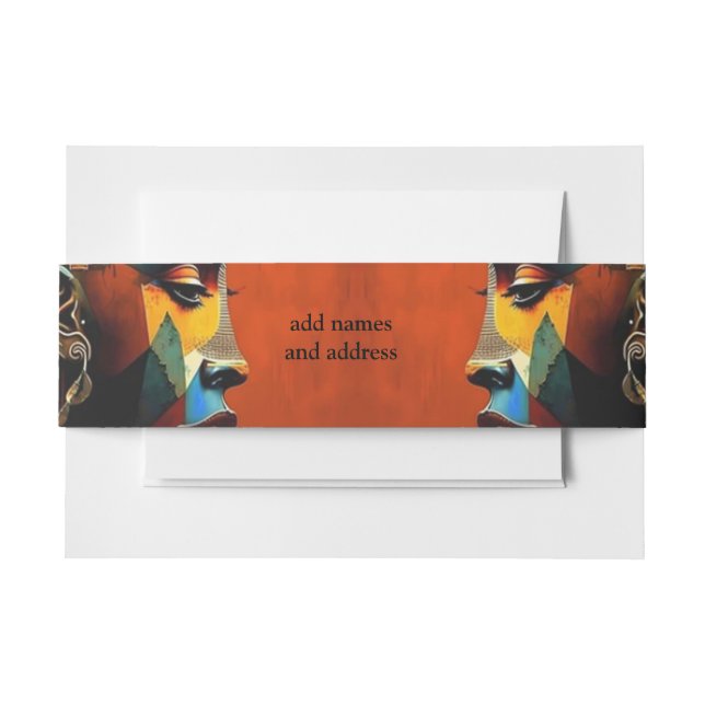Modern Egyptian, Islamic, Arabic & African design Invitation Belly Band (Front Example)