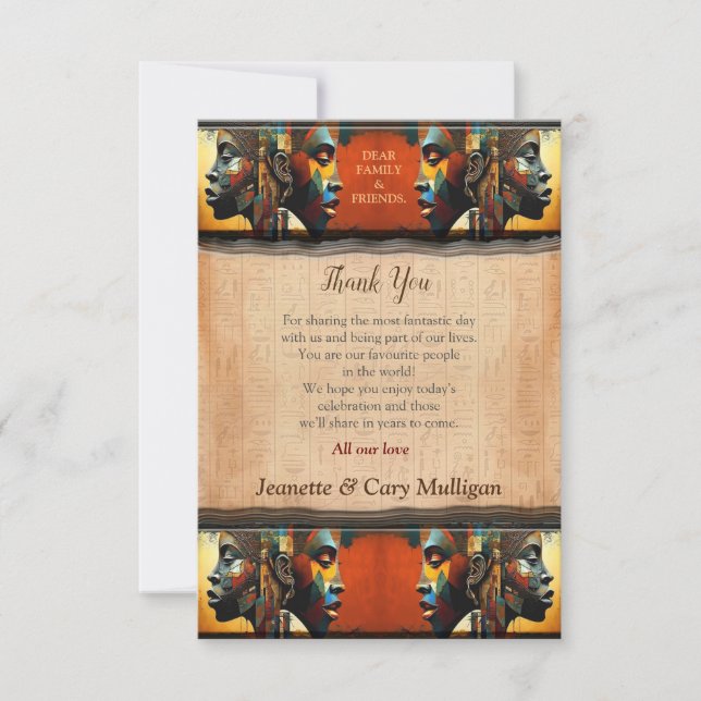 Modern Egyptian, Islamic, Arabic & African design Thank You Card (Front)