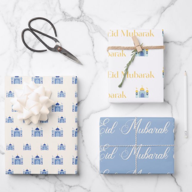 Modern Eid Mubarak Gift Wrapping Paper (Front)