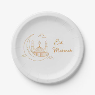 Modern Eid Mubarak Happy Eid Paper Plates