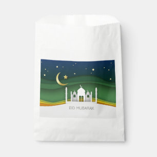 Modern Eid Mubarak Paper Cut Mosque - Favor Bag