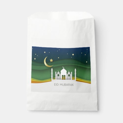Modern Eid Mubarak Paper Cut Mosque _ Favor Bag