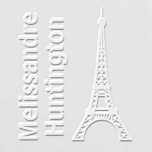 Modern Eiffel Tower Outline Bold Vertical Name Embosser