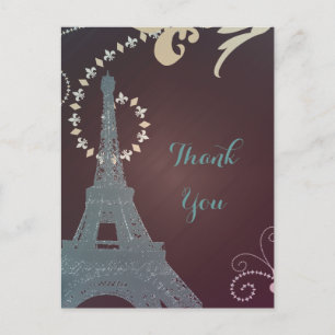 modern eiffel tower vintage paris thank you postcard