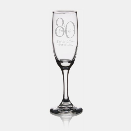 Modern Eight and Fabulous Name 80th Birthday Party Champagne Flute