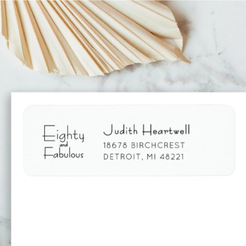 Modern Eighty and Fabulous 80th Birthday Party Label