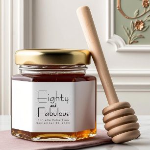 Modern Eighty Fabulous Name 80th Birthday Party Honey Jar Favors
