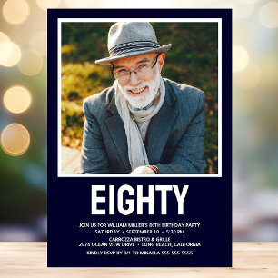 Modern EIGHTY Photo 80th Birthday Party Invitation