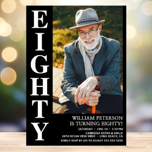 Modern EIGHTY Photo 80th Birthday Party Invitation