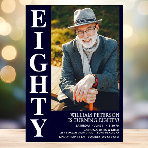 Modern EIGHTY Photo 80th Birthday Party Invitation
